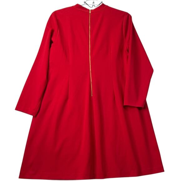 Calvin Klein Red Bow Neck Long Sleeve A Line Dress Size 20W Zip Back Holiday - Picture 6 of 9
